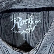 Load image into Gallery viewer, Rock 47 By Wrangler Cowboy Western Grey Striped Popper Long Sleeve Shirt
