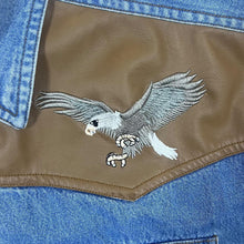 Load image into Gallery viewer, Vintage Embroidered Eagle Panel Cowboy Western Blue Denim Popper Long Sleeve Shirt
