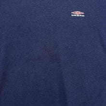 Load image into Gallery viewer, Early 00&#39;s UMBRO Classic Embroidered Mini Logo Faded Navy Blue Pullover Hoodie
