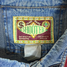 Load image into Gallery viewer, Vintage SHOOTER Leather Panel Cowboy Western Denim Long Sleeve Shirt

