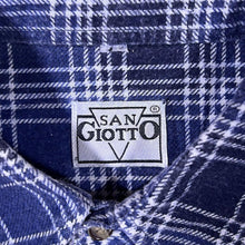 Load image into Gallery viewer, Vintage San Giotto Navy Blue White Plaid Check Cotton Long Sleeve Flannel Shirt
