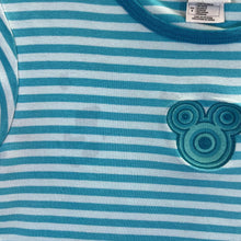 Load image into Gallery viewer, Vintage Disney Store Mickey Mouse Embroidered Logo Blue Striped T-Shirt
