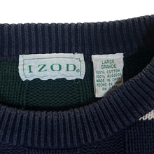 Load image into Gallery viewer, Vintage IZOD Embroidered Mini Logo Multi Colour Striped Cotton Knit Sweater Jumper
