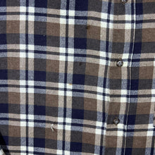 Load image into Gallery viewer, Vintage Worker Brown Black White Check Cotton Long Sleeve Button-Up Flannel Shirt
