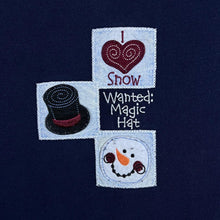 Load image into Gallery viewer, Vintage MC Sportswear Embroidered Christmas Snowman Festive Navy Blue Sweatshirt
