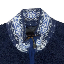 Load image into Gallery viewer, KAMA Fair Isle Icelandic Nordic Ski Pattern Trim Deep Pile Zip Fleece Sweatshirt
