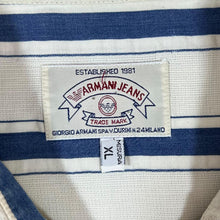 Load image into Gallery viewer, Vintage ARMANI JEANS Classic Blue White Striped Short Sleeve Shirt
