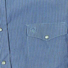 Load image into Gallery viewer, George Strait Cowboy Western Blue Check Popper Long Sleeve Cotton Shirt
