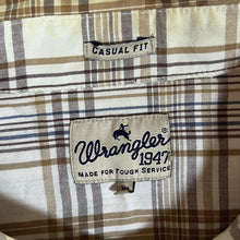 Load image into Gallery viewer, WRANGLER &quot;Casual Fit&quot; White Beige Brown Plaid Check Long Sleeve Cotton Shirt

