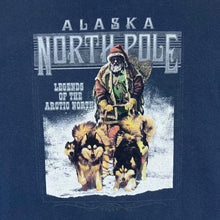 Load image into Gallery viewer, ALASKA &quot;North Pole&quot; Wolf Animal Souvenir Spellout Graphic Blue T-Shirt
