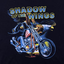 Load image into Gallery viewer, Keya "Shadow Of The Wings" Biker Gothic Spellout Graphic Black T-Shirt
