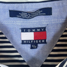 Load image into Gallery viewer, Vintage TOMMY HILFIGER Classic Blue White Striped Mini Crest Logo Long Sleeve Button-Up Shirt
