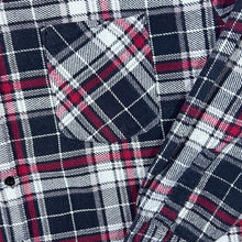 Load image into Gallery viewer, Vintage Vesta Red Grey White Plaid Check Long Sleeve Cotton Flannel Shirt
