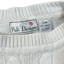 Load image into Gallery viewer, Vintage 90&#39;s PULI DESIGNS &quot;Natural&quot; Embroidered Sheep Cable Knit Acrylic Sweater Jumper
