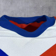 Load image into Gallery viewer, Vintage 90's White Blue Red-Orange Colour Block Crewneck Sweatshirt
