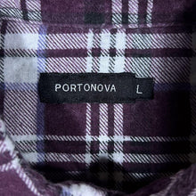 Load image into Gallery viewer, Vintage Portonova Purple Burgundy Plaid Check Long Sleeve Cotton Flannel Shirt
