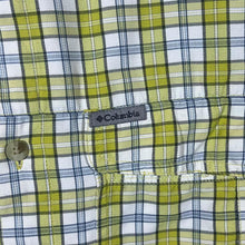 Load image into Gallery viewer, Columbia Sportswear Titanium Yellow White Check Utility Outdoor Short Sleeve Shirt
