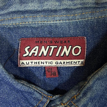 Load image into Gallery viewer, Vintage Santino Cowboy Western Aztec Patterned Blue Denim Long Sleeve Shirt
