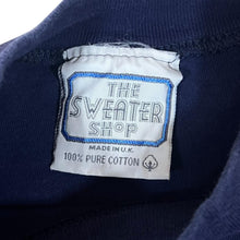 Load image into Gallery viewer, Vintage 90's The Sweater Shop Embroidered Spellout Navy Blue Single Stitch T-Shirt
