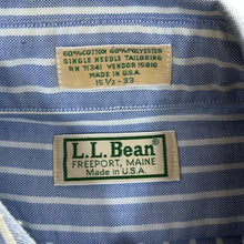 Load image into Gallery viewer, Vintage L.L.BEAN Made In USA Blue White Striped Long Sleeve Button-Up Shirt
