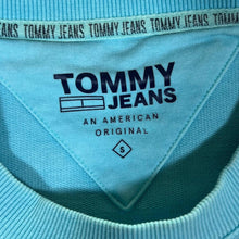 Load image into Gallery viewer, TOMMY JEANS Tommy Hilfiger Embroidered Logo Spellout Blue Tie Dye Crewneck Sweatshirt
