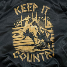 Load image into Gallery viewer, Vintage 90&#39;s ZIP IT London &quot;Keep It Country&quot; Cowboy Western Spellout Graphic Padded Varsity Bomber Jacket
