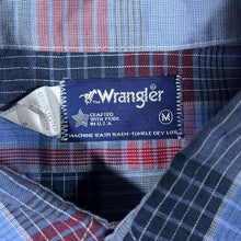 Load image into Gallery viewer, Vintage Wrangler Cowboy Western Made In USA Blue Plaid Check Long Sleeve Shirt
