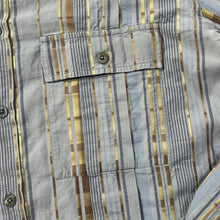 Load image into Gallery viewer, Early 00's Mulberry Abstract Y2K Multi Striped Long Sleeve Cotton Shirt
