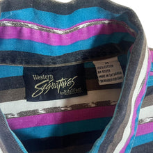 Load image into Gallery viewer, Vintage Western Signatures by Ed West Cowboy Striped Long Sleeve Cotton Button-Up Shirt
