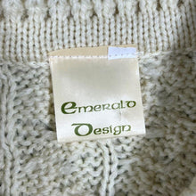 Load image into Gallery viewer, Vintage Emerald Design Cream Cable Knit Button Down Sweater Cardigan
