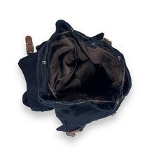 Load image into Gallery viewer, Vintage Classic Black Canvas Cotton Drawstring Backpack Rucksack Bag
