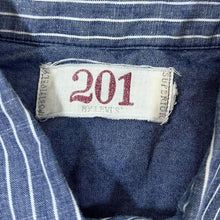 Load image into Gallery viewer, LEVI&#39;S 201 Classic Blue White Striped Denim Effect Long Sleeve Shirt
