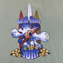 Load image into Gallery viewer, Early 00&#39;s NORTH SHORE SURF Surfer Skater Spellout Graphic Green T-Shirt
