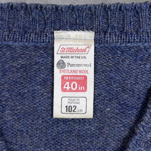 Load image into Gallery viewer, Vintage St Michael Marks &amp; Spencer Shetland Wool V-Neck Blue Knit Sweater Jumper

