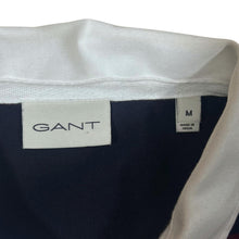 Load image into Gallery viewer, Gant Embroidered Mini Logo Burgundy Navy Blue Striped Long Sleeve Rugby Polo Shirt
