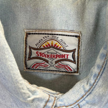 Load image into Gallery viewer, Vintage Stockerpoint Cowboy Western Light Blue Denim Popper Long Sleeve Shirt
