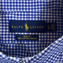 Load image into Gallery viewer, RALPH LAUREN "Slim Fit" Blue White Check Long Sleeve Button-Up Shirt
