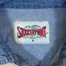 Load image into Gallery viewer, Vintage Stockerpoint Cowboy Western Blue Denim Popper Long Sleeve Shirt

