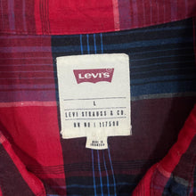 Load image into Gallery viewer, Levi&#39;s Cowboy Western Red Blue Plaid Check Popper Button Long Sleeve Shirt
