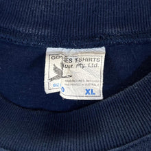 Load image into Gallery viewer, Vintage Hunting Party "Aboriginal Art" Australia Souvenir Art Graphic Navy Blue T-Shirt
