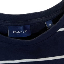 Load image into Gallery viewer, GANT Classic Embroidered Mini Logo Navy Blue White Striped Short Sleeve T-Shirt
