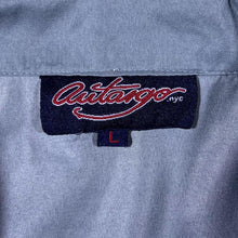 Load image into Gallery viewer, Early 00's Outargo NYC Goth Tribal Y2K Grey Black Gradient Polyester Shirt
