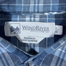 Load image into Gallery viewer, Wind River "Modern Fit" Cowboy Western Blue Mix Plaid Check Long Sleeve Popper Shirt
