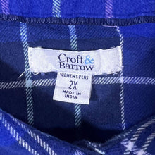 Load image into Gallery viewer, Croft &amp; Barrow Blue Plaid Check Long Sleeve Cotton Flannel Shirt
