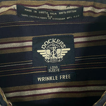 Load image into Gallery viewer, Vintage Dockers &quot;Wrinkle Free&quot; Multi Striped Cotton Long Sleeve Button-Up Shirt
