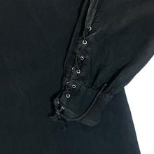 Load image into Gallery viewer, RUNNING BEAR Black Cotton Medieval Artist Lace-Up Smock Pullover Shirt
