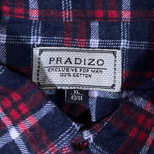 Load image into Gallery viewer, Vintage Pradizo Navy Blue Red Plaid Check Long Sleeve Cotton Flannel Shirt

