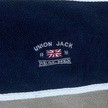 Load image into Gallery viewer, Vintage REAL MEN &quot;Union Jack&quot; Embroidered Colour Block 1/4 Zip Pullover Fleece Sweatshirt
