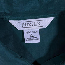 Load image into Gallery viewer, Vintage 90&#39;s Pusilk Classic Green 100% Silk Long Sleeve Shirt
