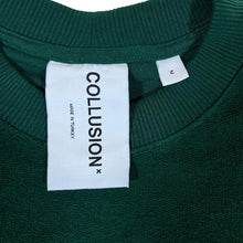 Load image into Gallery viewer, COLLUSION Graphic Spellout Towelling Green Crewneck Sweatshirt
